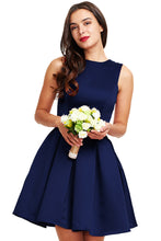 A-line Sleeveless Short Satin Homecoming Dress With Rose