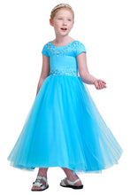 Round Neckline Knee-Length Tulle Floral embroidery Flower Girl Dresses
