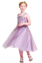 Cute Square Neckline Tulle A-line style Lilac Flower Girl Dress