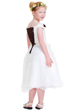 Formal White Shimmering Organza Off-the-Shoulder Flower Girl Dress