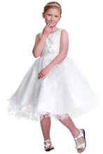 Lovely Scoop Neckline Floral embroidery White Organza Flower Girl Dress