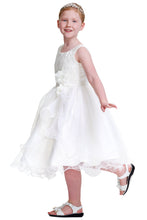 Lovely Scoop Neckline Floral embroidery White Organza Flower Girl Dress
