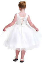 Lovely Scoop Neckline Floral embroidery White Organza Flower Girl Dress