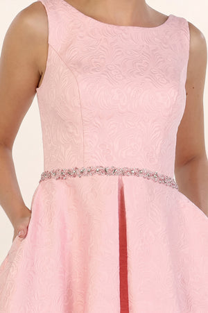 Short Pleated Stretch Satin A-Line Cocktail Dress with Pockets