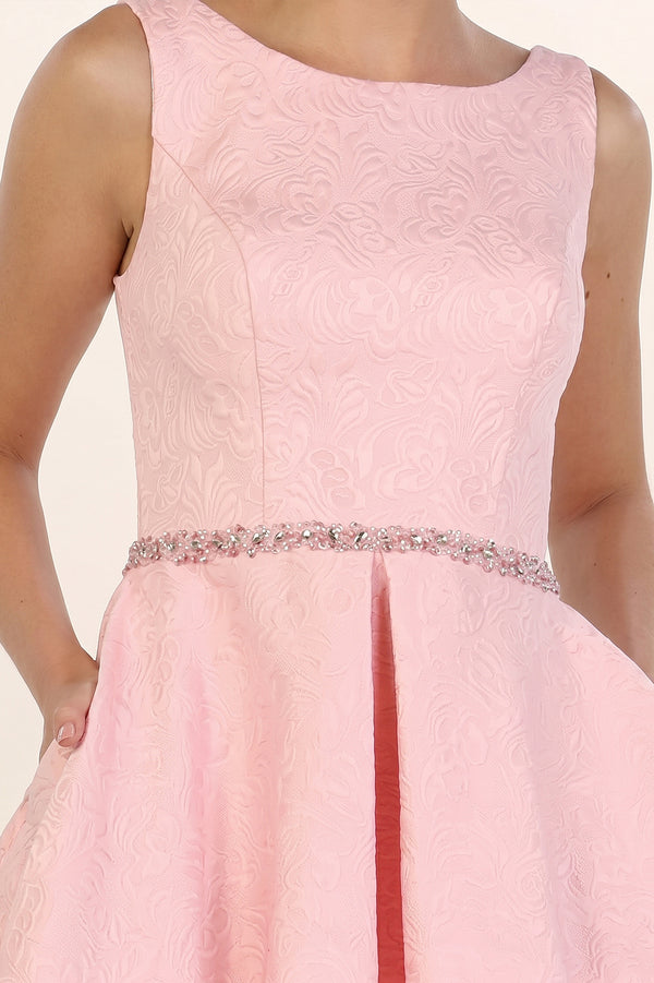 Short Pleated Stretch Satin A-Line Cocktail Dress with Pockets
