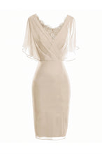 Sheath/Column V-neck Knee-Length Chiffon Glamorous Mother of the Bride Dress