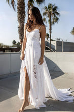 Alluring A-line/Princess Sleeveless Boho Lace Sweep Train Wedding Dresses