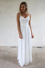 A-line Spaghetti Straps Lace Top Boho Beach Wedding Dresses