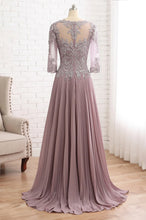 Tulle & Chiffon Scoop A-line Mother Of The Bride Dress With Lace Flowers Appliques