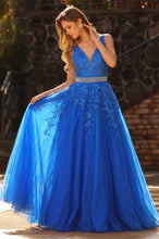 Deep V Neck Sleeveless Long Prom Dress