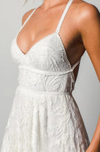 Stunning A-line Spaghetti Straps Split Lace Boho Long Beach Wedding Dresses