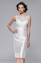 Sheath/Column Sccop Neckline Sleeveless Satin Knee Length Mother Dress With Lace Top