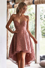 A-line High Low Homecoming Dresses with Lace