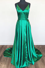 Spaghetti Straps V Neck Split Prom Dresses