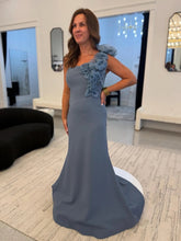 One-Shoulder Fitted Long Satin Mother Of The Bride Dress