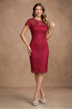 Sheath/Column Sweetheart Knee-Length Cap Sleeve Lace Mother of the Bride Dress