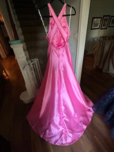 Round Neck Sleeveless Backless Satin Pink Prom/Evening Dress