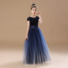 Chic Black Princess Round Neck 1/2 Sleeves Tulle Sequins Flower Girl Dress