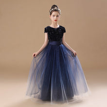 Chic Black Princess Round Neck 1/2 Sleeves Tulle Sequins Flower Girl Dress