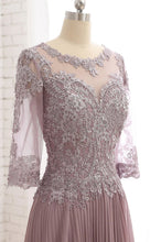 Tulle & Chiffon Scoop A-line Mother Of The Bride Dress With Lace Flowers Appliques