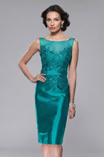 Sheath/Column Sccop Neckline Sleeveless Satin Knee Length Mother Dress With Lace Top