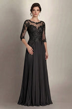 Long Applique Mother of the Bride Dress with sleeves