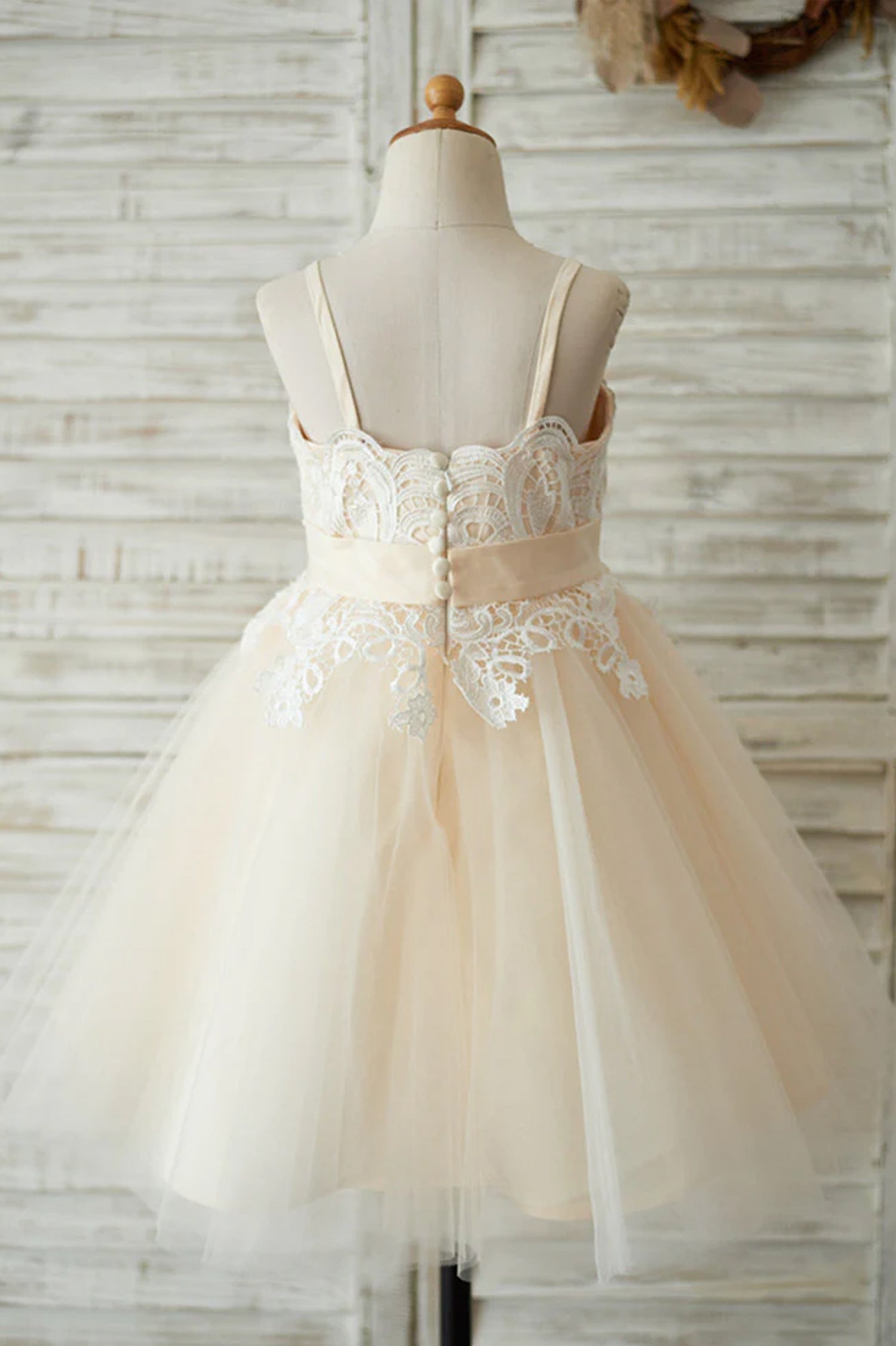 Tulle Straps Flower Girl Dress