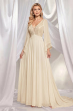 A-line/Princess V-Neck Chiffon Wedding Dresses with Trompete Chiffon Sleeves