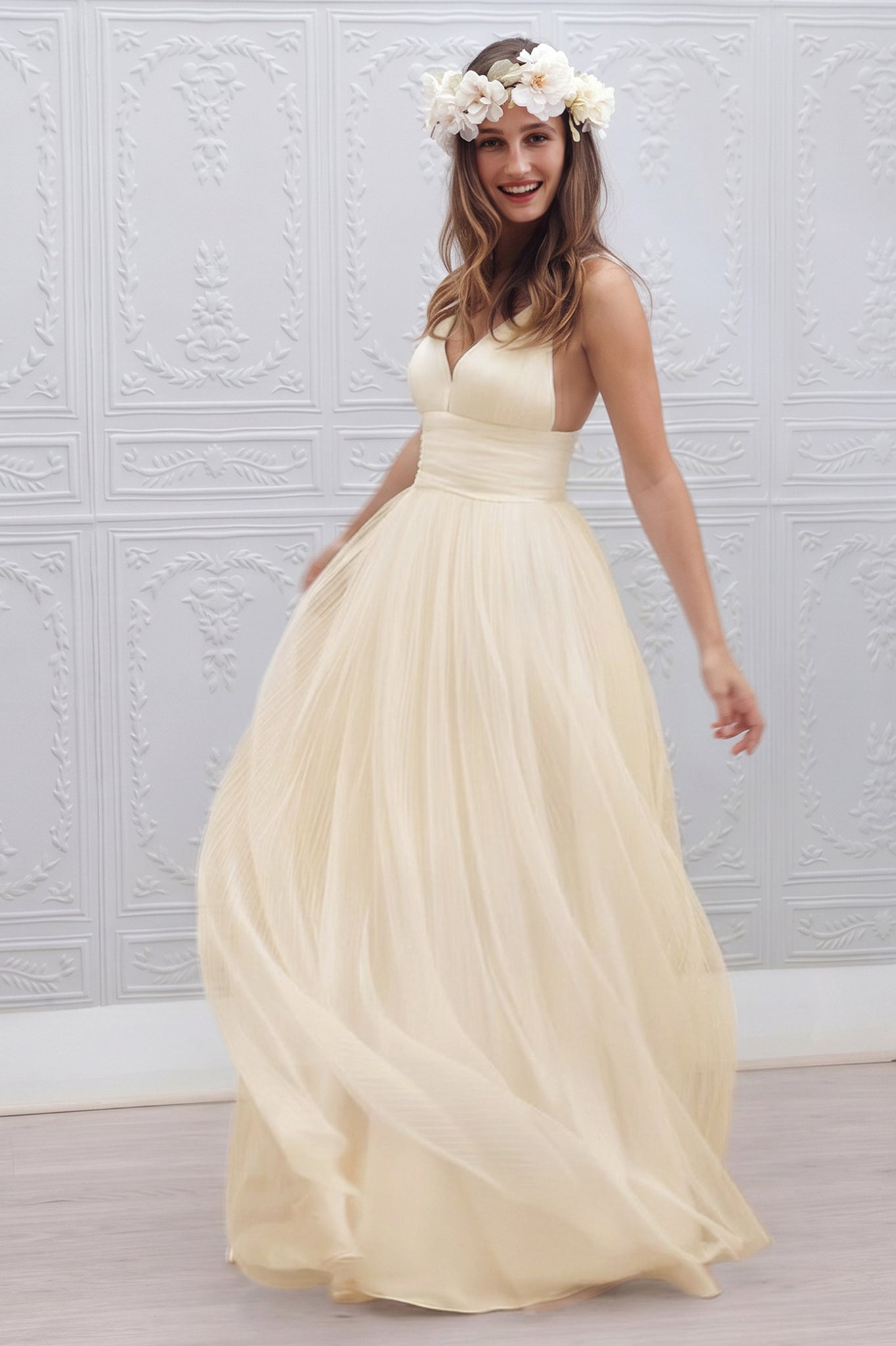 spaghetti strap wedding dress beach Spaghetti Strap Ivory Tulle Beach Wedding Dresses Rhinestone Backless Bridal Dress AWD1271