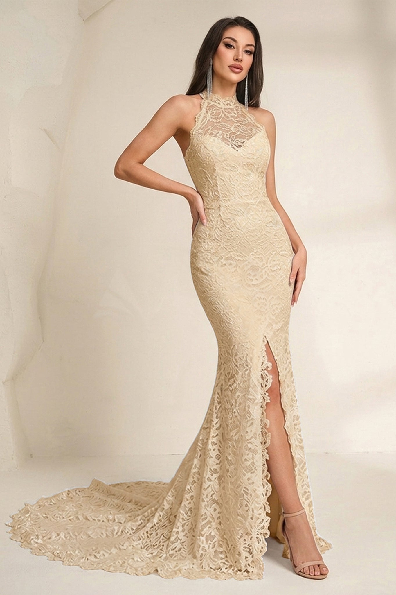 princess polly baby blue dress Backless Lace Tulle Beach Wedding Dress Fashion Bridal Gown TN205 US8 / White main image 1