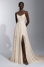 Alluring A-line/Princess Sleeveless Boho Lace Sweep Train Wedding Dresses