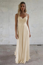 A-line Spaghetti Straps Lace Top Boho Beach Wedding Dresses