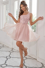 Sleeveless One Shoulder Lace Beaded A-Line Short Homecoming Dress