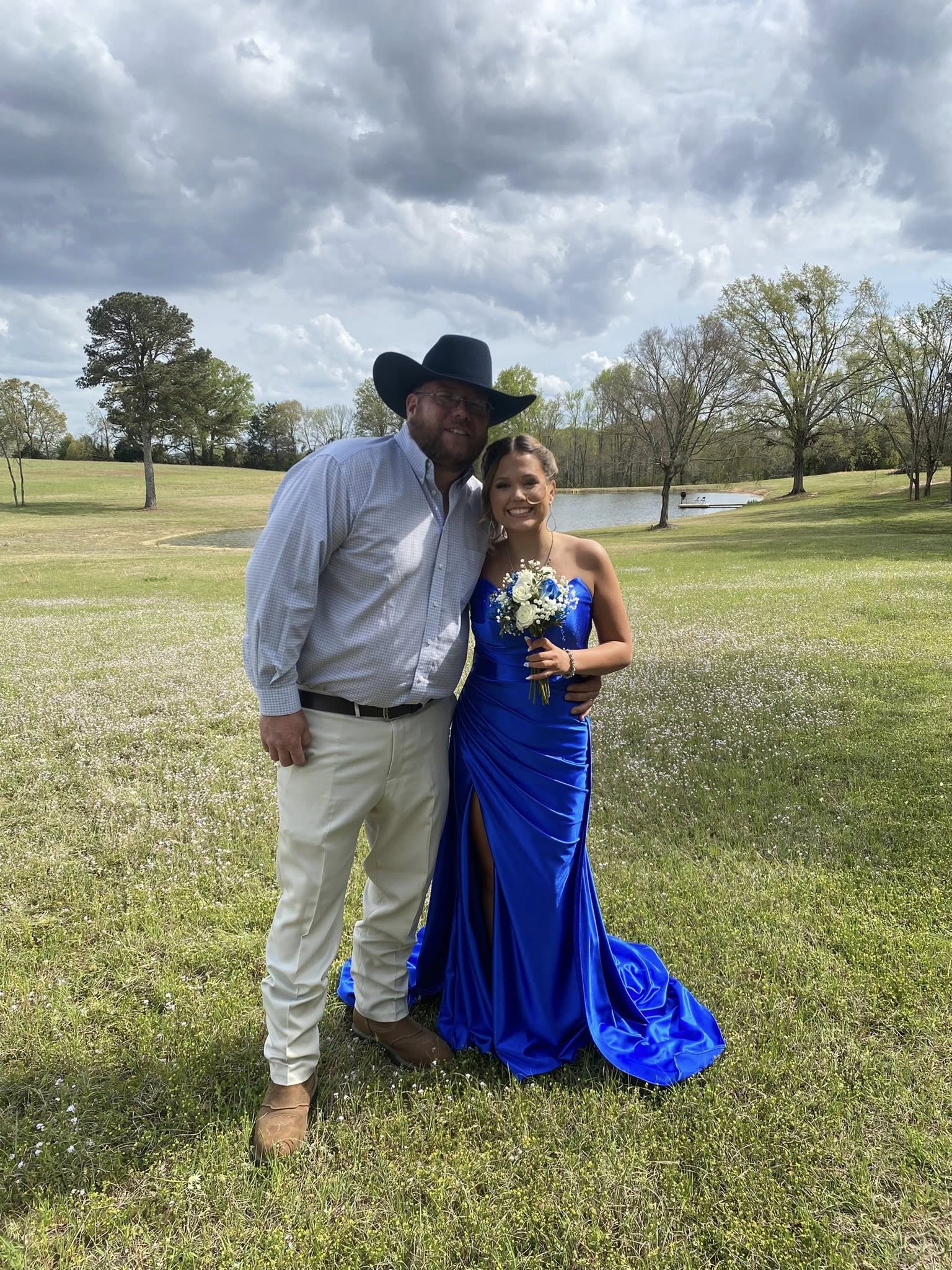 Blue Strapless Satin Mermaid Prom Dress With Split