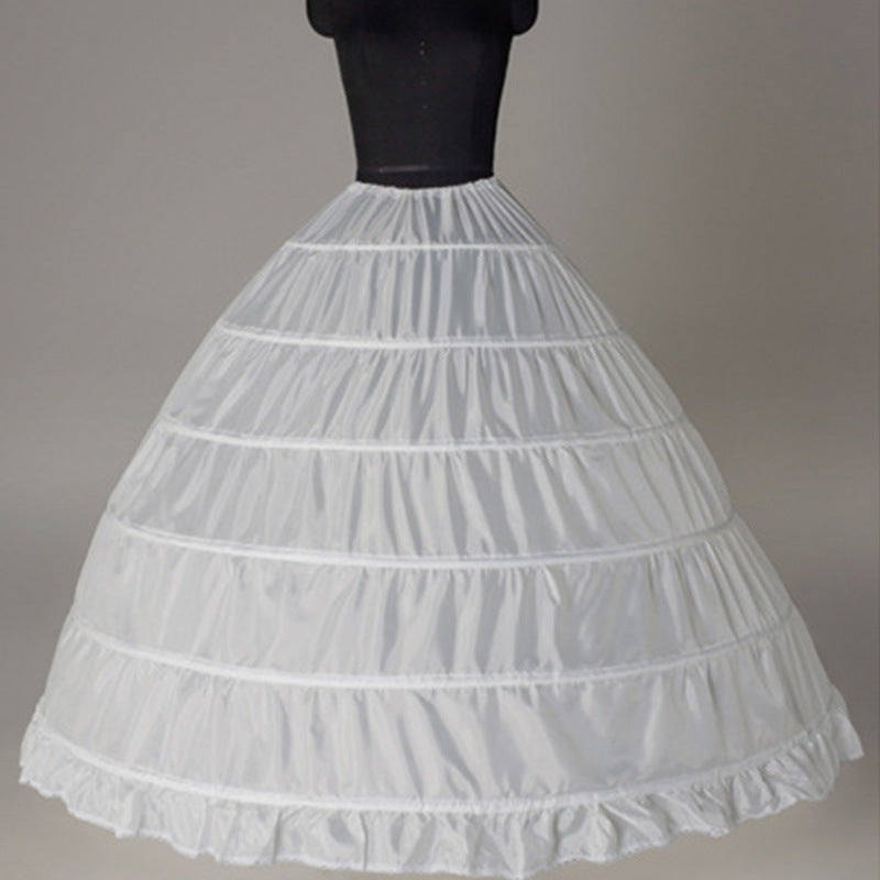 6 Hoops Long White Petticoat Ball Gown for Lady Dress