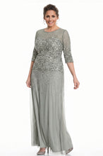 Sheath/Column 1/2 Sleeves Sequins Long Plus Size Mother of the Bride Dresses