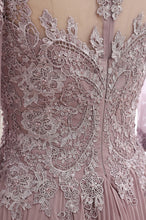 Tulle & Chiffon Scoop A-line Mother Of The Bride Dress With Lace Flowers Appliques