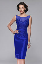 Sheath/Column Sccop Neckline Sleeveless Satin Knee Length Mother Dress With Lace Top
