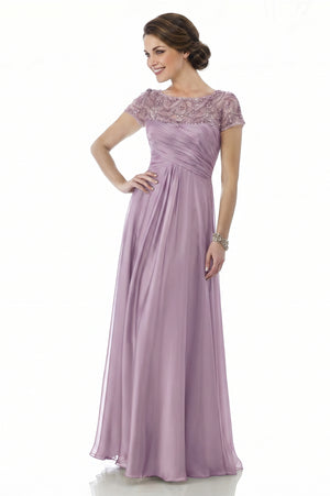 Ruched Lace and Chiffon A-Line Mother of the Bride Gown