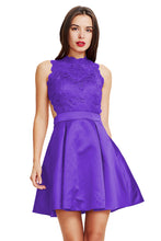 A-line Scoop Neck Short Satin Homecoming Dress With Lace