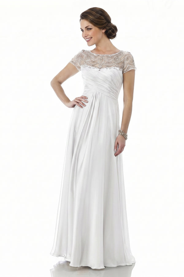 Ruched Lace and Chiffon A-Line Mother of the Bride Gown