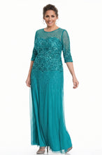 Sheath/Column 1/2 Sleeves Sequins Long Plus Size Mother of the Bride Dresses
