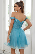 Off Shoulder Beaded Lace Tulle Short Homecoming Dress