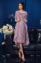 Two Piece Sheath/Column Sweetheart Knee Length Lace Mother of the Bride Dress