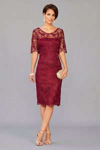 Sheath/Column Knee-length Lace Mother of the Bride Dresses with 1/2 Sl –  Angrila
