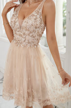 Sleeveless Lace & Sequin A-Line Tulle Cocktail Dress with Zipper Back