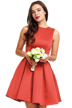 A-line Sleeveless Short Satin Homecoming Dress With Rose