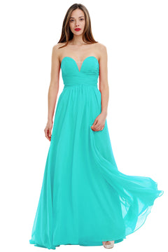 Aquamarine Strapless Ruched Chiffon A-Line Bridesmaid Dress