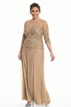 Sheath/Column 1/2 Sleeves Sequins Long Plus Size Mother of the Bride Dresses