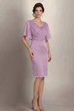 Sheath/Column V-neck Knee-Length Chiffon Glamorous Mother of the Bride Dress